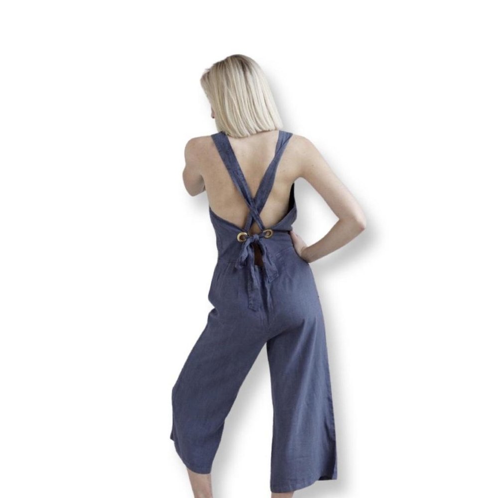 Bella Dahl Tie Back Cropped Jumpsuit In Tencel